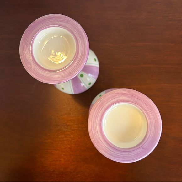 Set of 2 Ceramic Candle holders for Tealight Votive Pillar Candle Pastel Colours - Picture 4 of 7